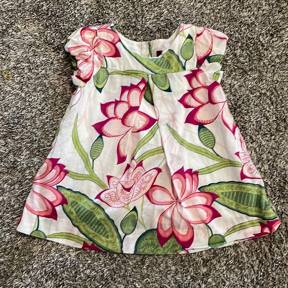 Tea Collection Floral Dress - Pink and Green